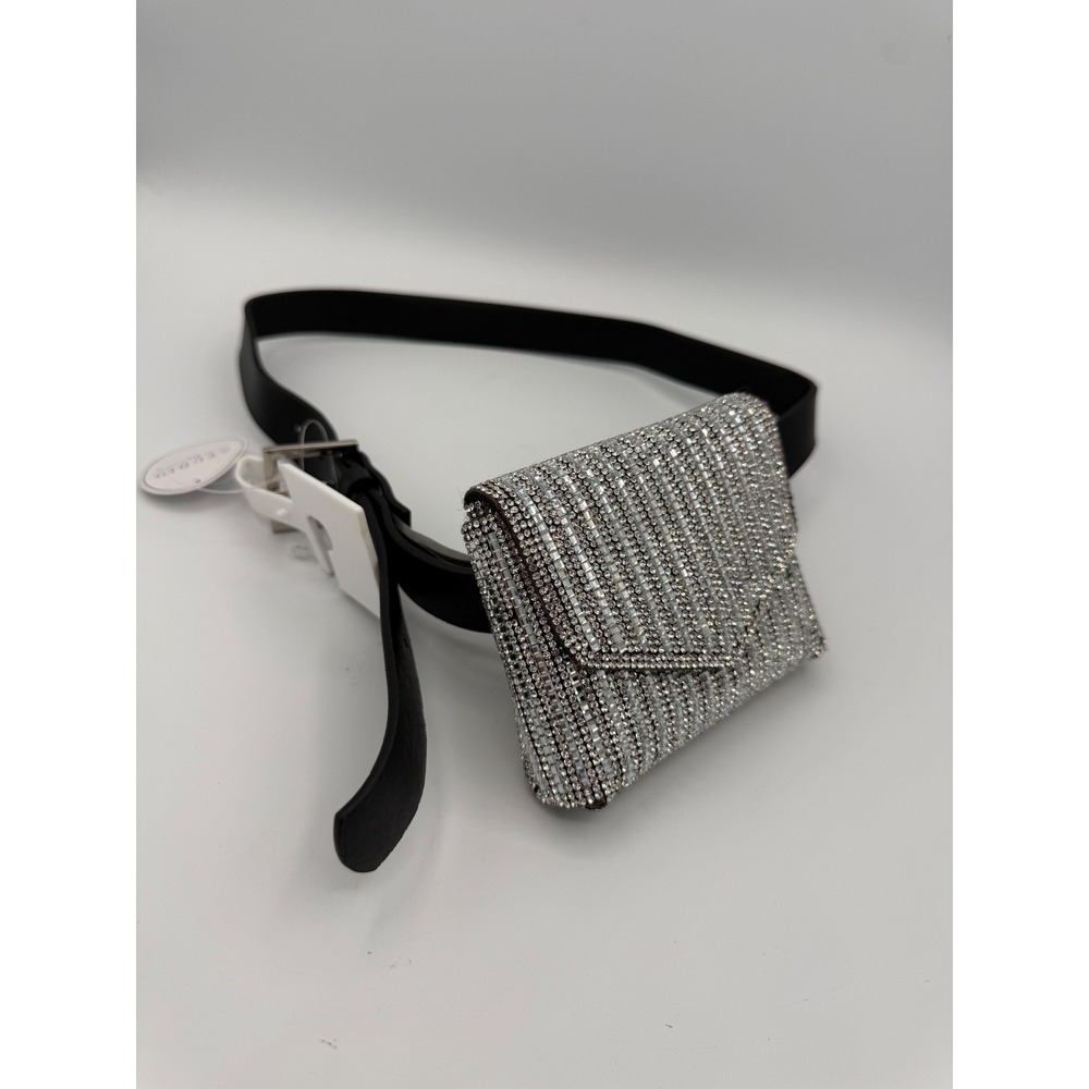 Studio NYC Belt‎ Bag Womens S/M Silver New Rhinestone Embellished Fanny Pack